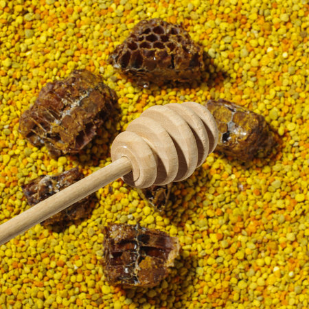 Bee pollen, bread and honeycomb