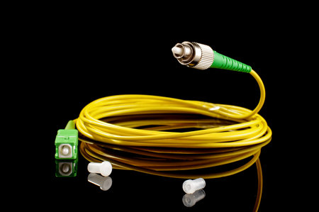 Optical fiber cable creative way isolatedの写真素材