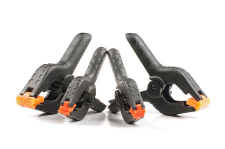 Four A clamps handy DIY tools isolatedの写真素材