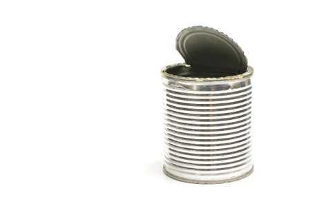 Trash empty can with open lid isolated with copy spaceの写真素材