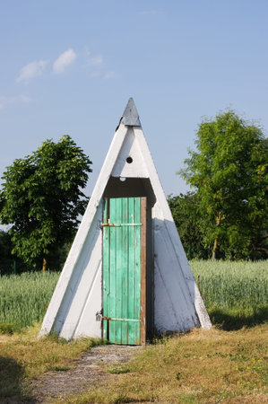 Triangular public outhouse in Kraziai, Lithuania