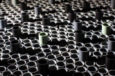 Abstract shape background from many plastic pipesの写真素材