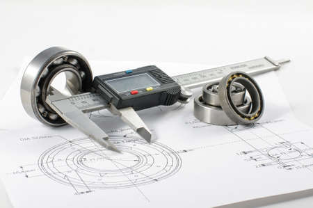 Bearing and caliper on the mechanical engineering drawingの写真素材