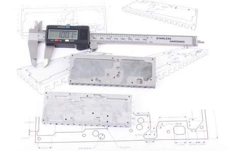 Metal processing stages milled and molded partsの写真素材