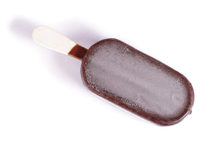 Ice cream with chocolate coating isolated on the white background
