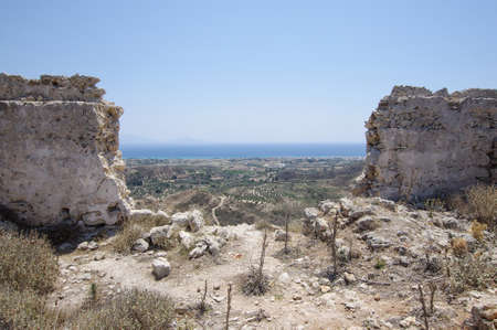 Break free concept. Broken old wall open up new horizonsの写真素材