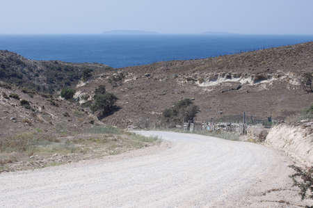 Dusty road in Kos island, Greeceの写真素材