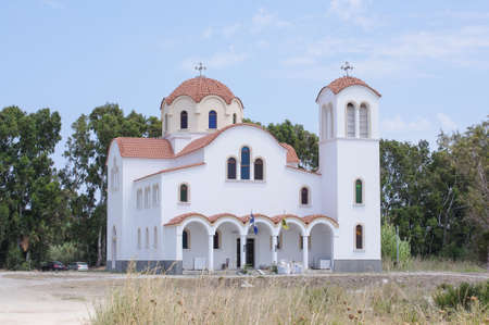 New modern church in Lambi beach, Kos island, Greeceの写真素材