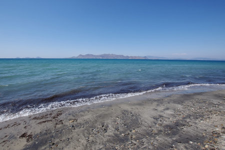 Summer beach scene in Kos island, Greeceの写真素材
