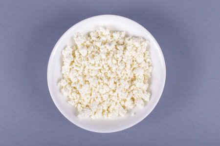 Lithuanian curd in the bowl isolated on the gray background