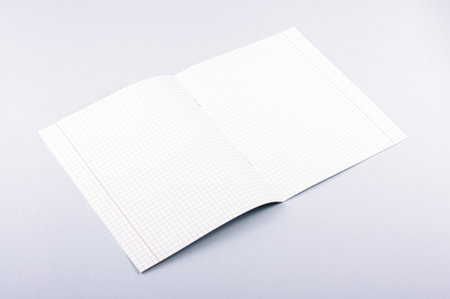 Empty squared exercise book isolated on the gray background
