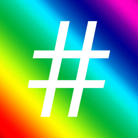 Hashtag symbol on rainbow color backgroundの写真素材