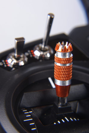 Drone telemetry controller lever macro close up