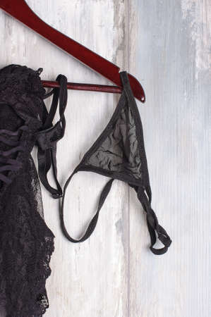G-strings and sexy lingerie on the hangerの写真素材