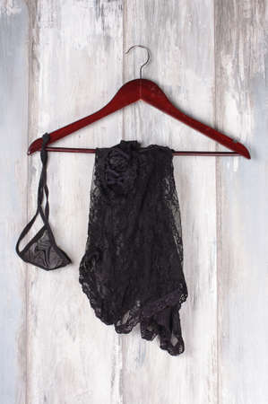 Sexy female lingerie hanging on the hangerの写真素材