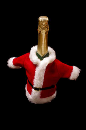 Santa claus costume for champagne bottle New Years Eve decorationの写真素材
