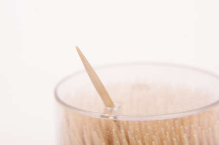 Single toothpick out of the box isolated on the white backgroundの写真素材