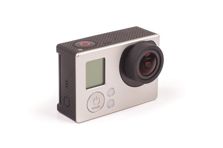 Modern compact camera isolated on the white background