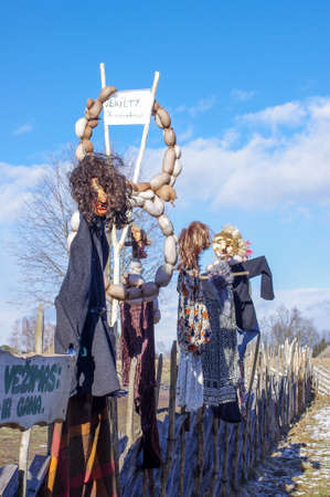 Uzgavenes celebration traditional decoration on the fenceのeditorial素材