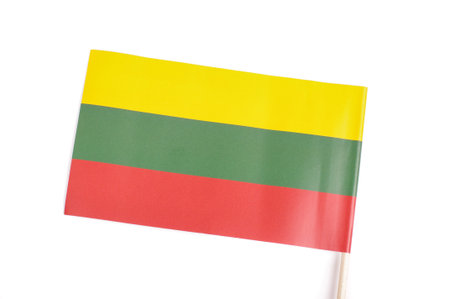 Paper Lithuania flag as souvenir isolated on the white backgroundの写真素材