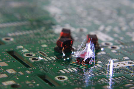 ESD sparks over RF electronics componentsの写真素材