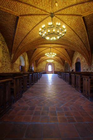 Interior of main hall of Trakai castle in Trakai town, Lithuaniaのeditorial素材