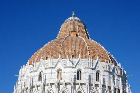 Pisa Baptistery architecture details in Square of Miracles in Pisa, Italyの写真素材