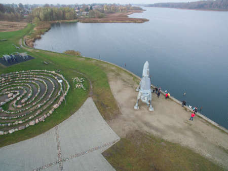 Maze in public park in iauliai city, Lithuaniaのeditorial素材