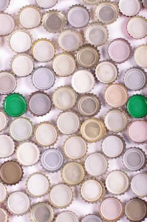 Many beer bottle capsの写真素材