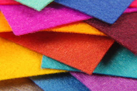 Various colors square felt samples for textile designの写真素材