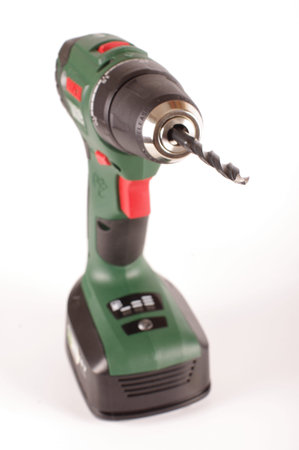 Cordless drill driver isolated on the white background