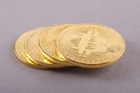 Bitcoin is a virtual currency, but this coin is a symbol of Bitcoinの写真素材
