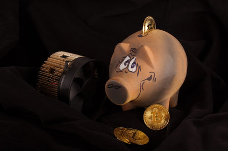 Bitcoin crypto currency savings and earn concept