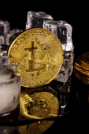 Bitcoin is a virtual currency, but this coin is a symbol of Bitcoinの写真素材