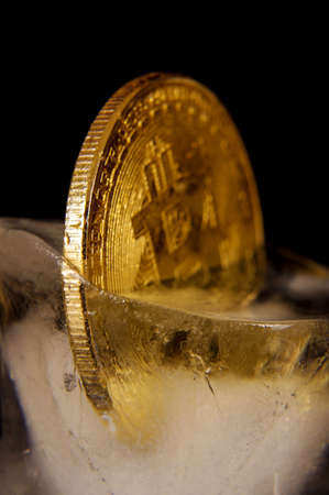 Bitcoin is a virtual currency, but this coin is a symbol of Bitcoinの写真素材