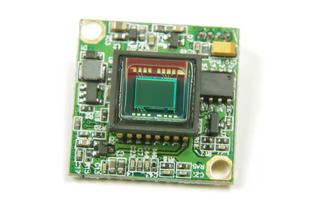 Analog signal camera sensor close up of drone first player view camera