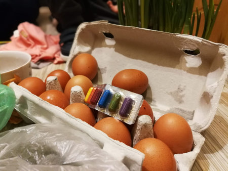 Brown eggs prepared for dying for Easter day