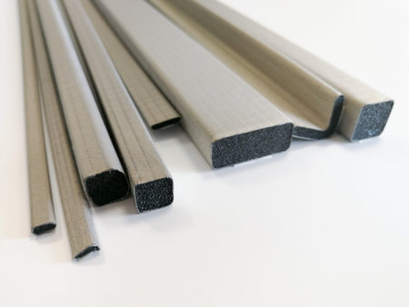 Conductive shielding gaskets for reducing electromagnetic emissions EMI isolated on the white...