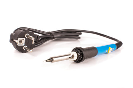 Solder iron for manual hand soldering and assembly isolated on the white background