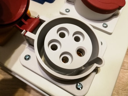 Three phase AC power outlets with protection covers