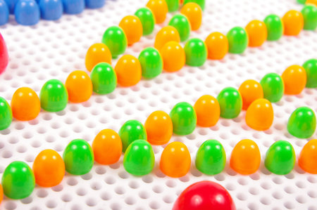 Multicolor mushroom plastic toy constructor close up