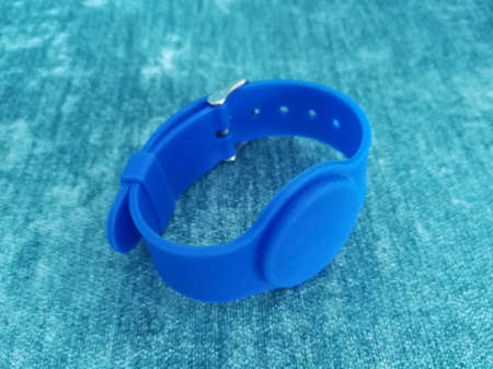 Radio frequency identification RFID tag integrated in wristband for hotelsの写真素材