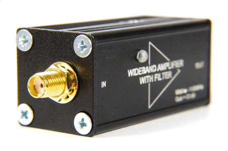 RF and microwave wideband signal amplifier isolated on the white background