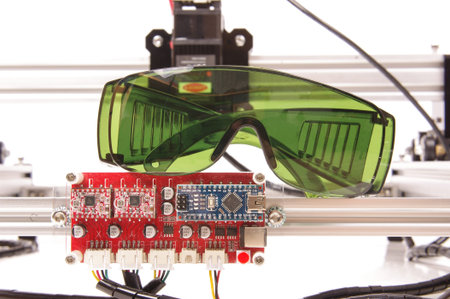GRBL controller and laser protection glasses for UV laser engraver
