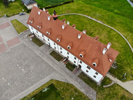 Aerial view of Kraziai college in Kraziai town in Samogetia, Lithuania
