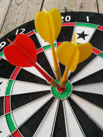 Dart arrow precise pointed target at bullseye. Business success conceptの写真素材