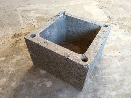 Porous concrete (keramzite) block for chimney in the  construction site