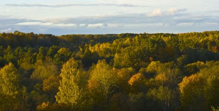 Autumn has come. View from the scarp の写真素材