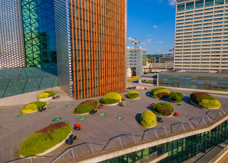 Aerial view of environment of the office building in Vilnius, Lithuania
