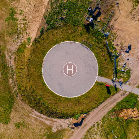 Helipad or helicopter parking in the meadowの写真素材